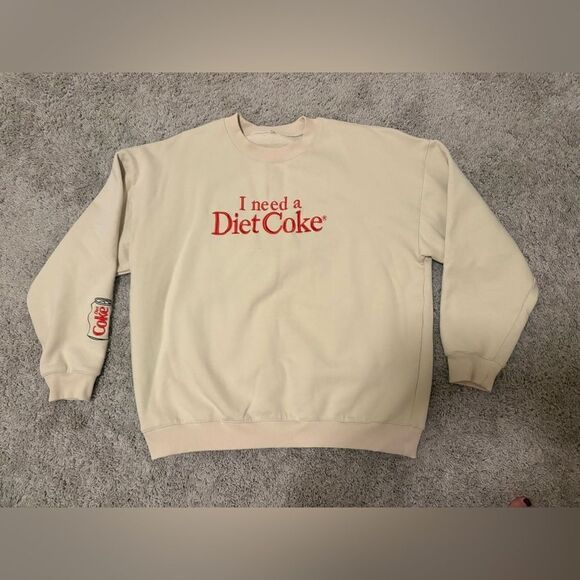 Tops - “I need a Diet Coke” Embroidered Cream Sweatshirt